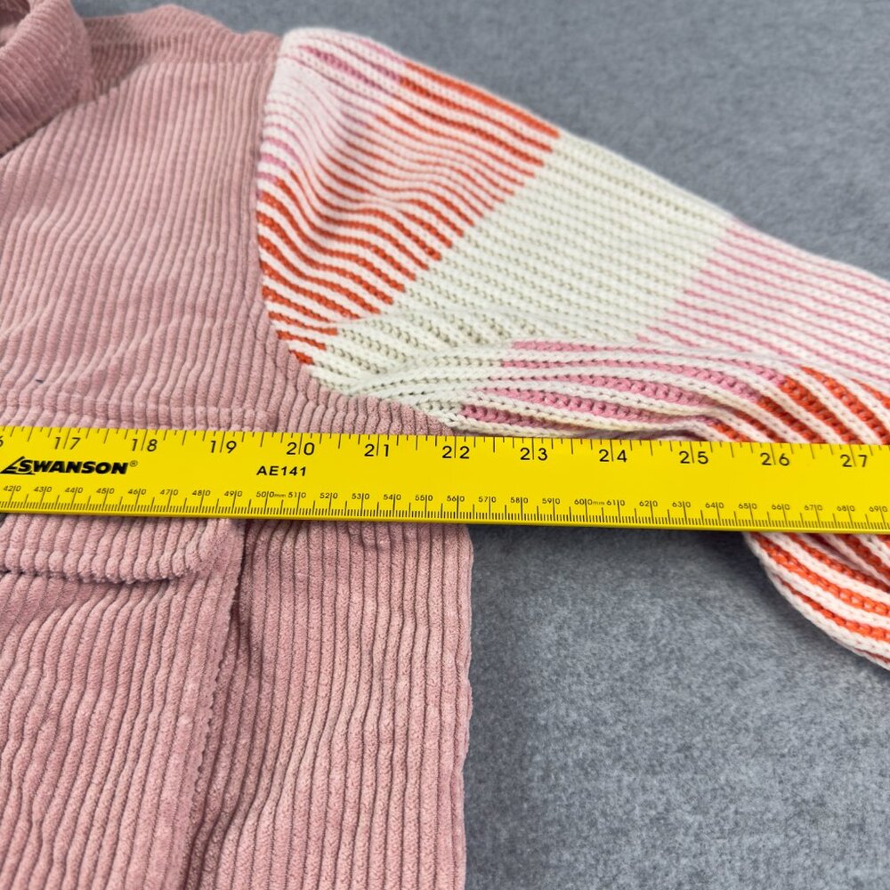 J.NNA Blush Corduroy Utility Jacket Color‑Block Knit Balloon Sleeves S - Picture 7 of 7